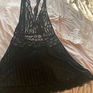 Black lace halter babydoll lingerie